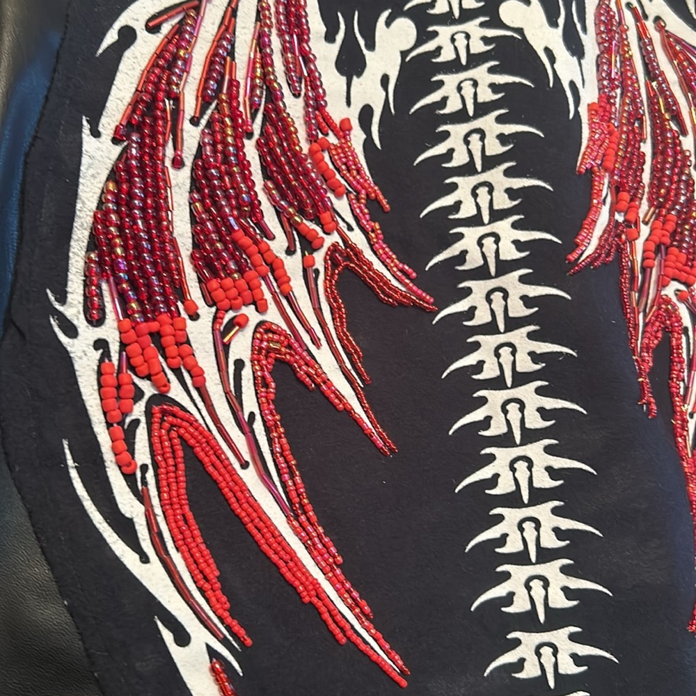 #124 Faux leather hand beaded jacket - Picture 7 of 16